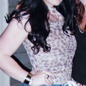 Leopard Print Tube Top with Neck Tie